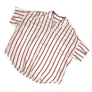 Rag & Bone Relaxed Fit Shirt Button Down Short Sleeve Stripe Women's L Red White